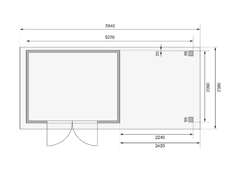 Karibu Gartenhaus Askola 4 mit Anbaudach 2,4 m, Lamellenwände