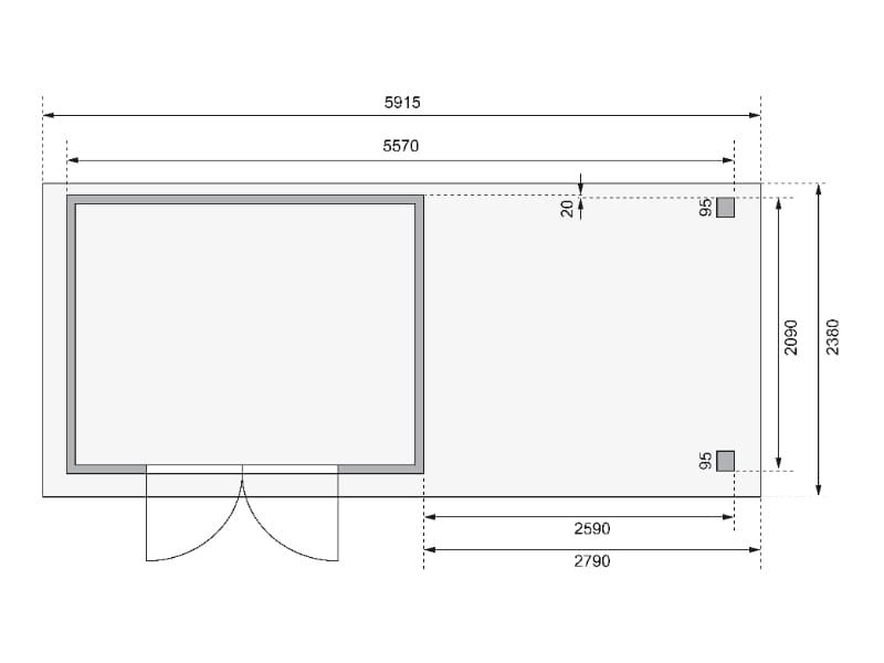 Karibu Gartenhaus Askola 4 mit Anbaudach 2,75 Meter
