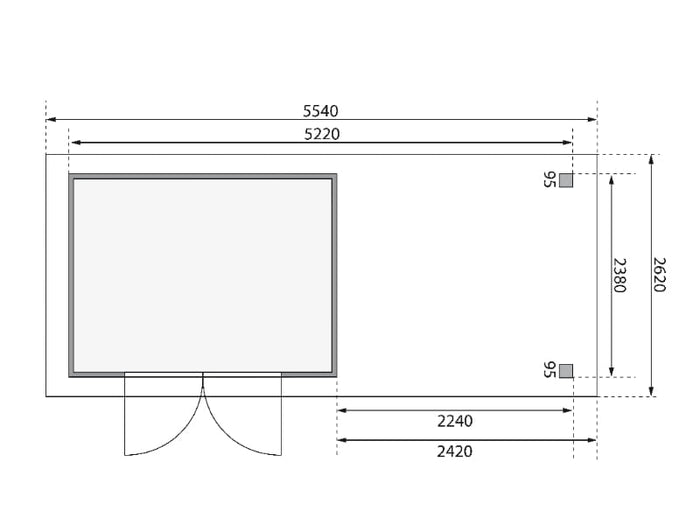 Karibu Gartenhaus Askola 5 mit Anbaudach 2,40 Meter terragrau