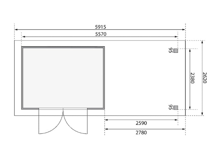 Karibu Gartenhaus Askola 5 mit Anbaudach 2,75 Meter