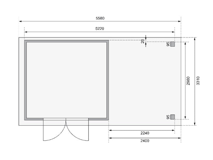 Karibu Gartenhaus Askola 6 mit Anbaudach 2,25 Meter