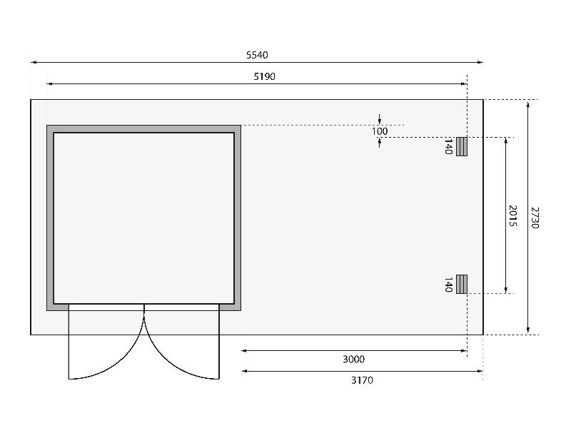 Karibu Gartenhaus Bastrup 2 mit Anbaudach 3 Meter inkl. Rück-und Seitenwand