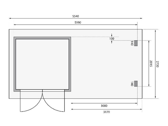 Karibu Gartenhaus Bastrup 2 mit Anbaudach 3 Meter inkl. Rück-und Seitenwand