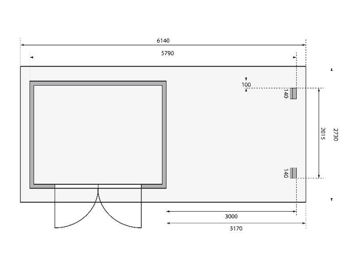 Karibu Gartenhaus Bastrup 3 mit Anbaudach 3 Meter inkl. Rück-und Seitenwand