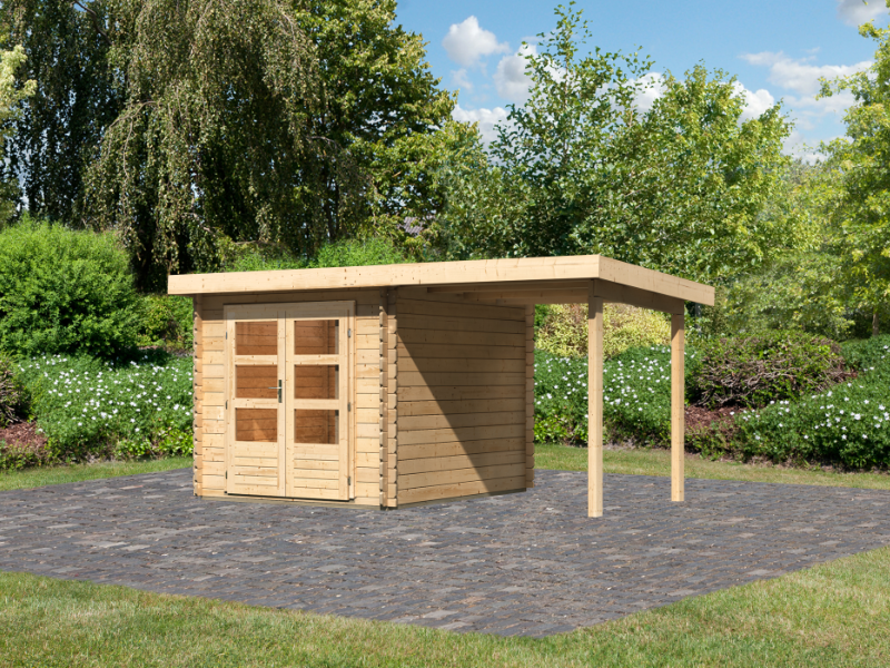 Karibu Gartenhaus Bastrup 4 mit Anbaudach 2 Meter