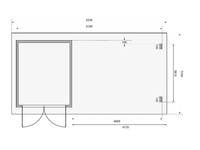 Karibu Gartenhaus Bastrup 4 mit Anbaudach 4 Meter inkl. Rück- und Seitenwand
