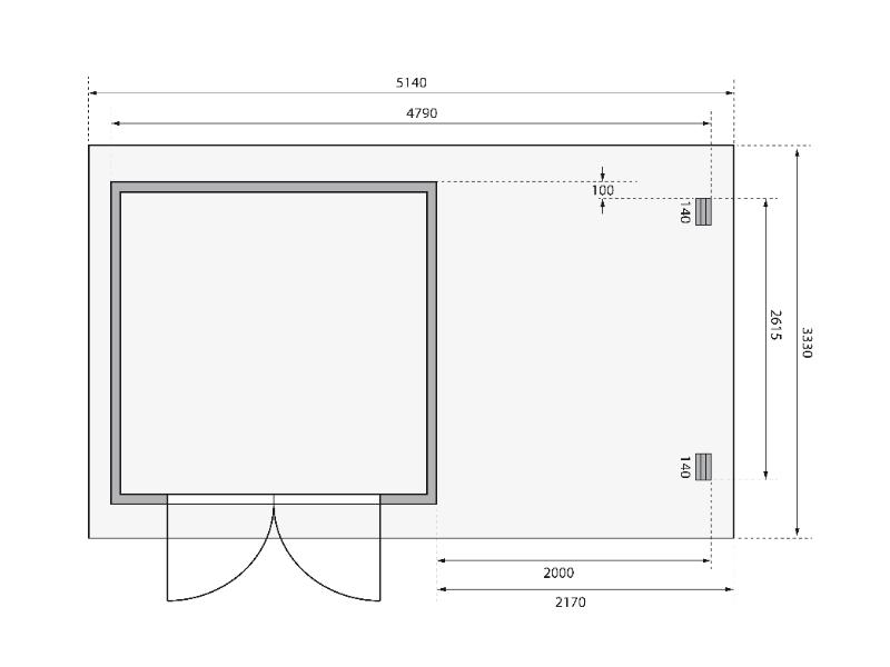 Karibu Gartenhaus Bastrup 5 mit Anbaudach 2 Meter