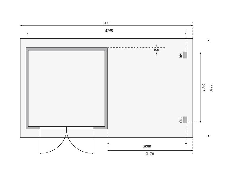 Karibu Gartenhaus Bastrup 5 mit Anbaudach 3 Meter