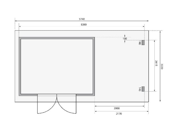 Karibu Gartenhaus Bastrup 7 mit Anbaudach 2 Meter, Rück- und Seitenwand