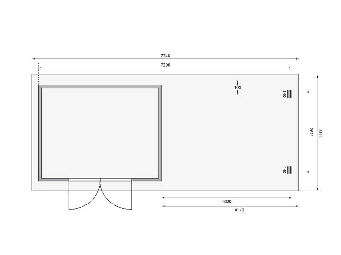 Karibu Gartenhaus Bastrup 7 mit Anbaudach 4 Meter inkl. Rückwand