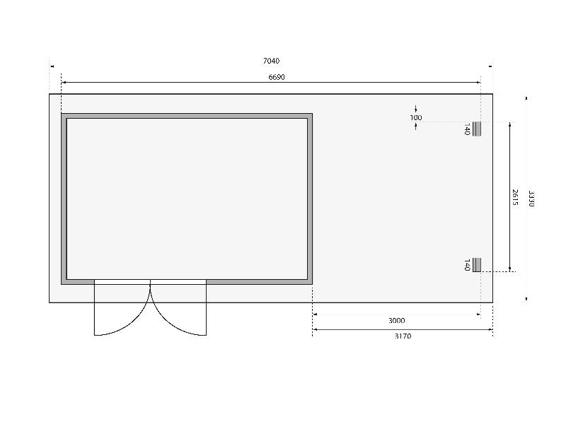 Karibu Gartenhaus Bastrup 8 mit Anbaudach 3 Meter natur