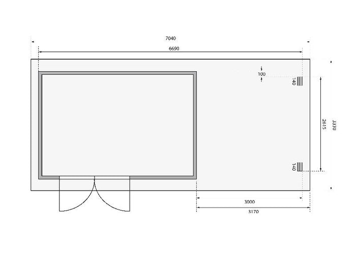Karibu Gartenhaus Bastrup 8 mit Anbaudach 3 Meter natur