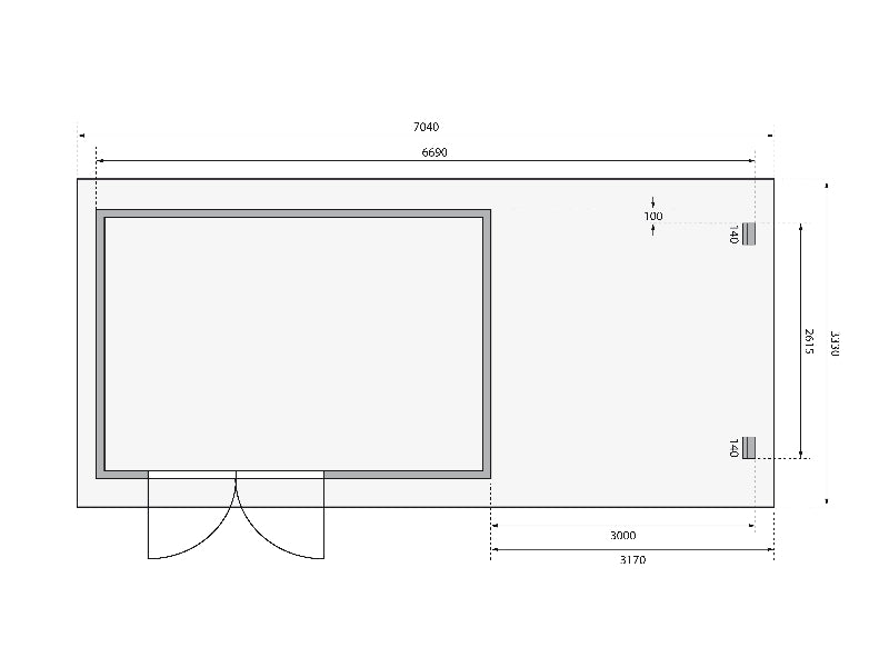 Karibu Gartenhaus Bastrup 8 mit Anbaudach 3 Meter inkl. Rückwand natur