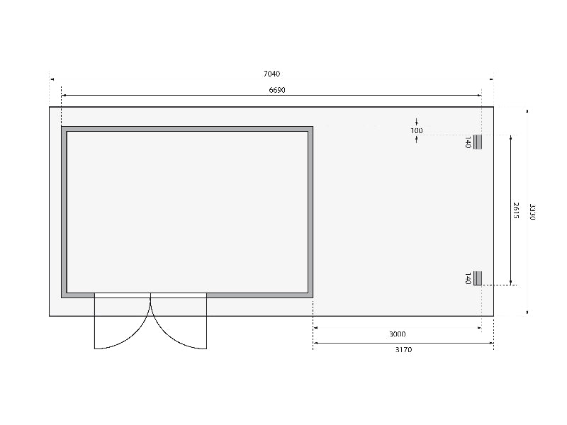 Karibu Gartenhaus Bastrup 8 mit Anbaudach 3 Meter, Rück- und Seitenwand