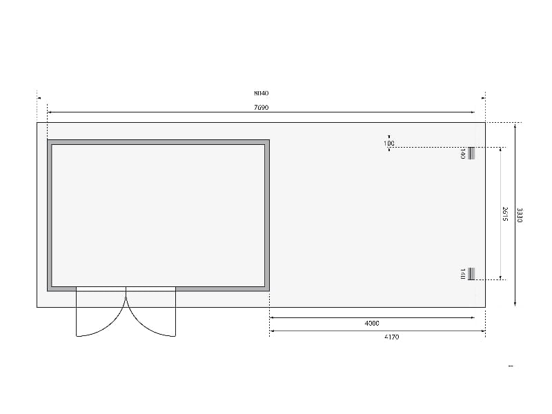 Karibu Gartenhaus Bastrup 8 mit Anbaudach 4 Meter inkl. Rück- und Seitenwand