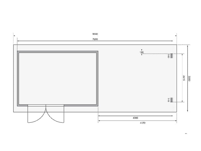 Karibu Gartenhaus Bastrup 8 mit Anbaudach 4 Meter inkl. Rück- und Seitenwand