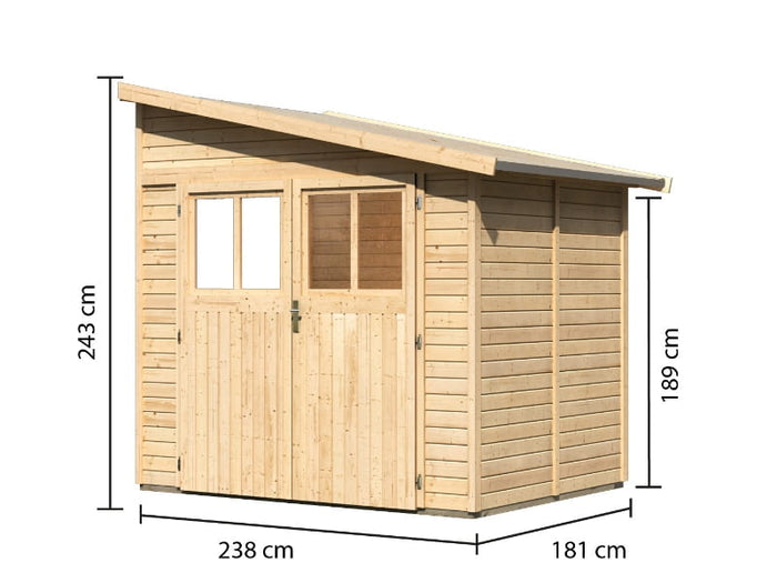 Karibu Gartenhaus Bomlitz 2 natur 19 mm