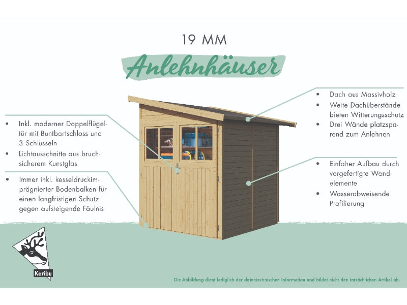 Karibu Gartenhaus Bomlitz 2 natur 19 mm