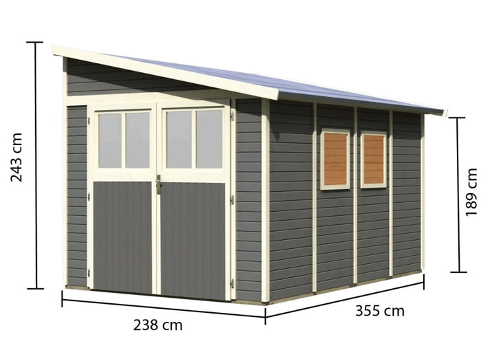 Karibu Gartenhaus Bomlitz 4 terragrau 19 mm