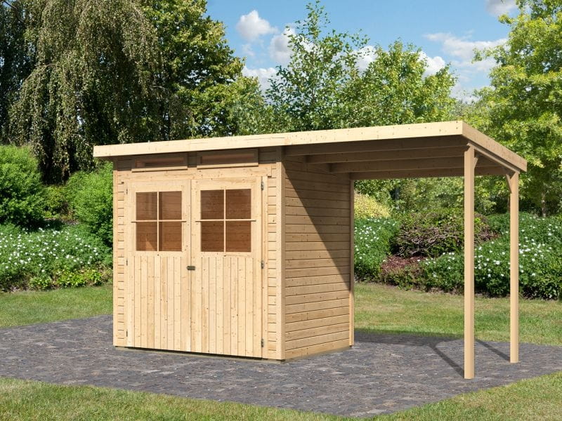 Karibu Gartenhaus Glücksburg 2 inkl. Anbaudach