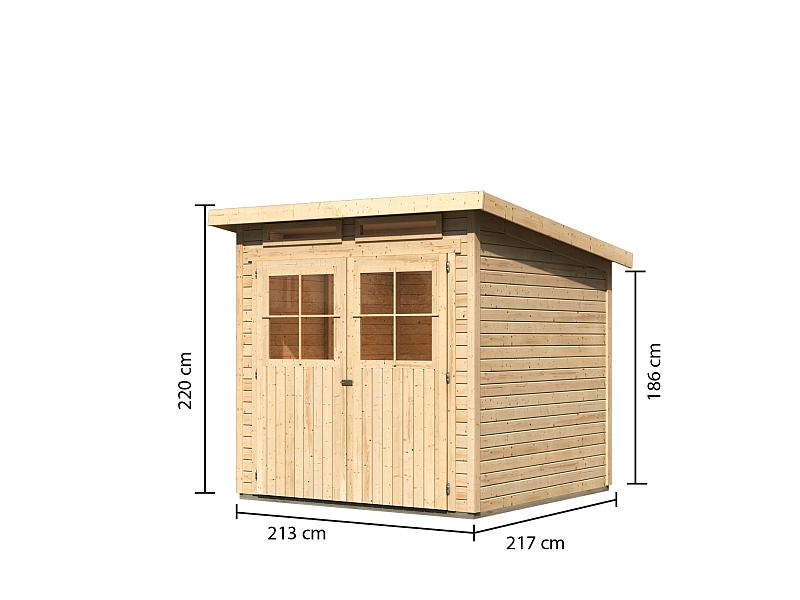 Karibu Gartenhaus Glücksburg 3 natur 19 mm