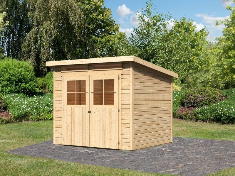 Karibu Gartenhaus Glücksburg 4 natur 19 mm