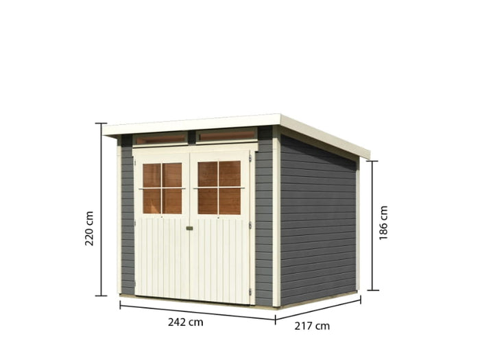 Karibu Gartenhaus Glücksburg 4 terragrau 19 mm