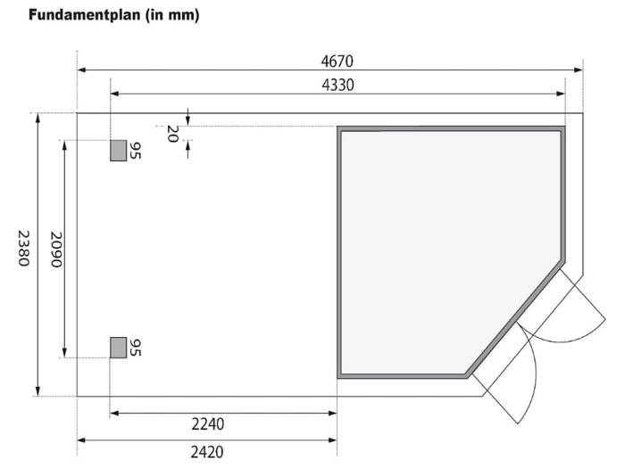 Karibu Gartenhaus Goldendorf 3 terragrau 19 mm mit Anbaudach 2,20 m