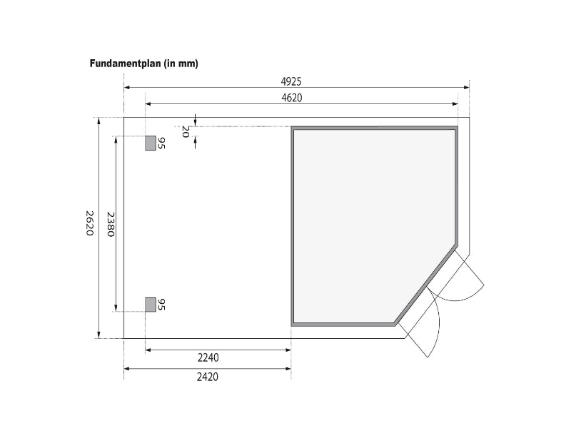 Karibu Gartenhaus Goldendorf 5 terragrau 19 mm mit Anbaudach 2,20 m