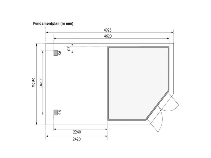 Karibu Gartenhaus Goldendorf 5 terragrau 19 mm mit Anbaudach 2,20 m