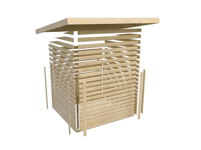 Karibu Gartenhaus Kandern 1 mit Anbaudach 2,35 m, terragrau