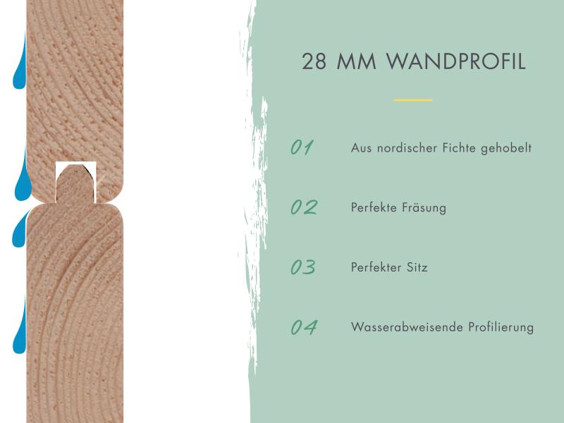 Karibu Gartenhaus Kandern 1 natur mit Anbaudach 2,35 m