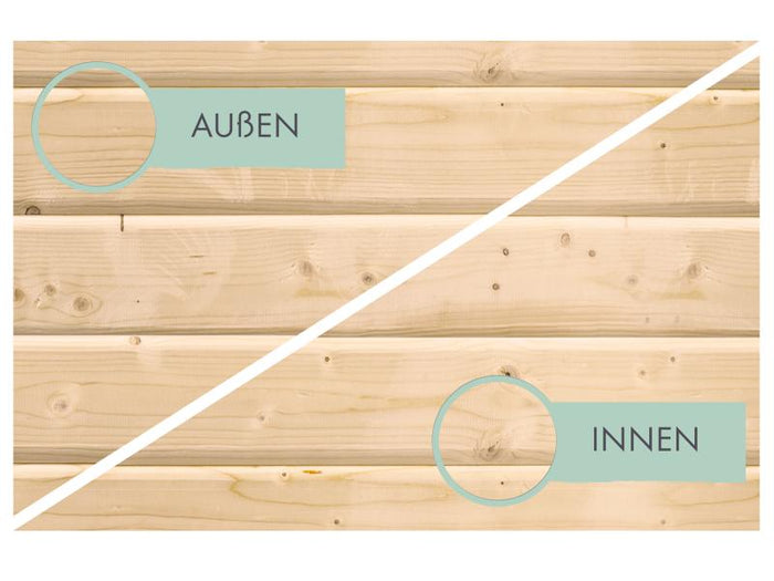 Karibu Gartenhaus Kandern 1 natur mit Anbaudach 2,35 m