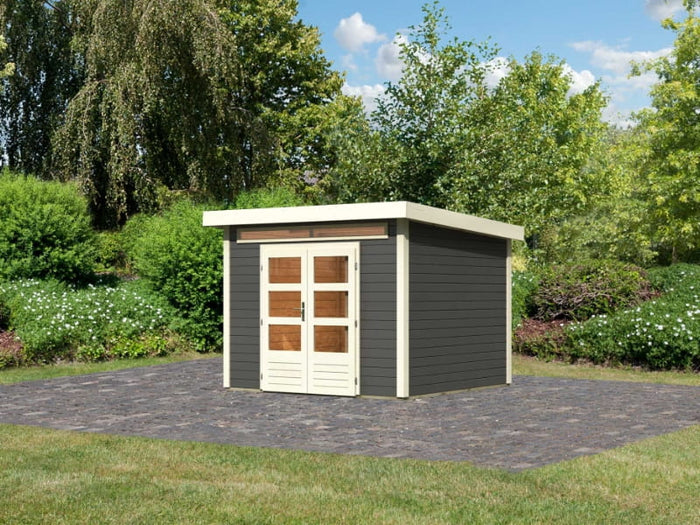 Karibu Gartenhaus Kandern 6 in terragrau 28 mm