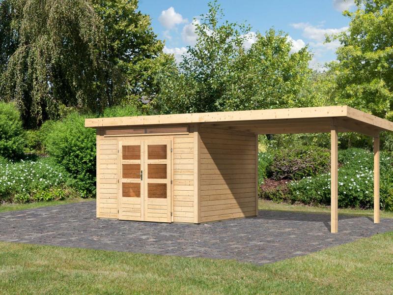 Karibu Gartenhaus Kandern 6 mit Anbaudach 2,95 Meter