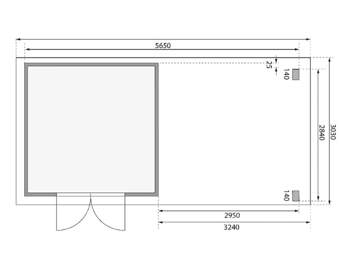 Karibu Gartenhaus Kandern 6 mit Anbaudach 2,95 Meter
