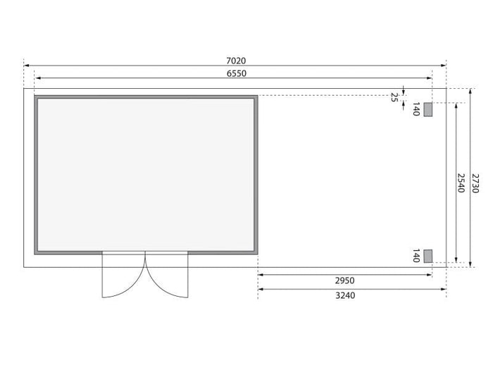 Karibu Gartenhaus Kandern 7 in terragrau mit Anbaudach 3,20 Meter inkl. Rück- und Seitenwand