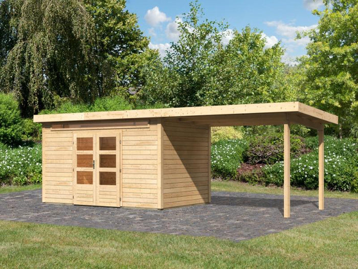 Karibu Gartenhaus Kandern 7 mit  Anbaudach 2,95 Meter