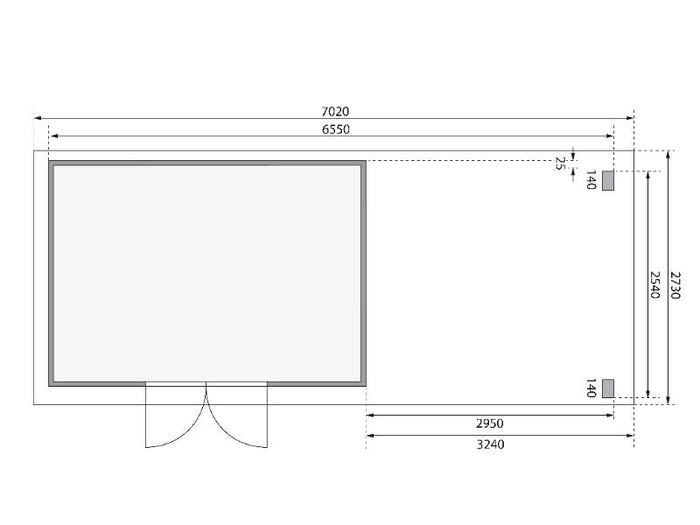 Karibu Gartenhaus Kandern 7 mit  Anbaudach 2,95 Meter