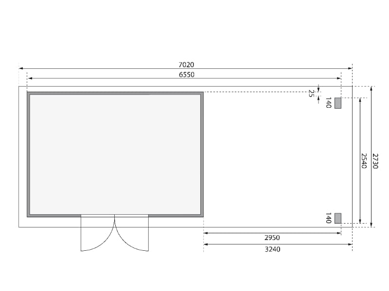 Karibu Gartenhaus Kandern 7 mit Anbaudach 2,95 Meter inklusive Rück-und Seitenwand