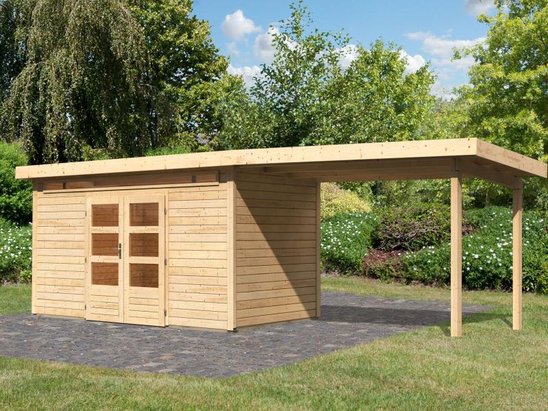 Karibu Gartenhaus Kandern 9 mit Anbaudach 3,2 m