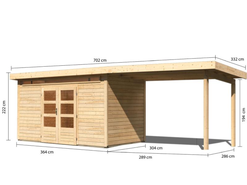 Karibu Gartenhaus Kandern 9 mit Anbaudach 3,2 m