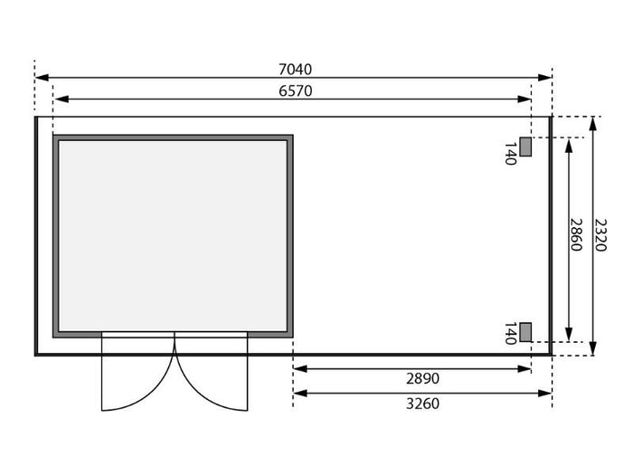 Karibu Gartenhaus Kandern 9 mit Anbaudach 3,2 m