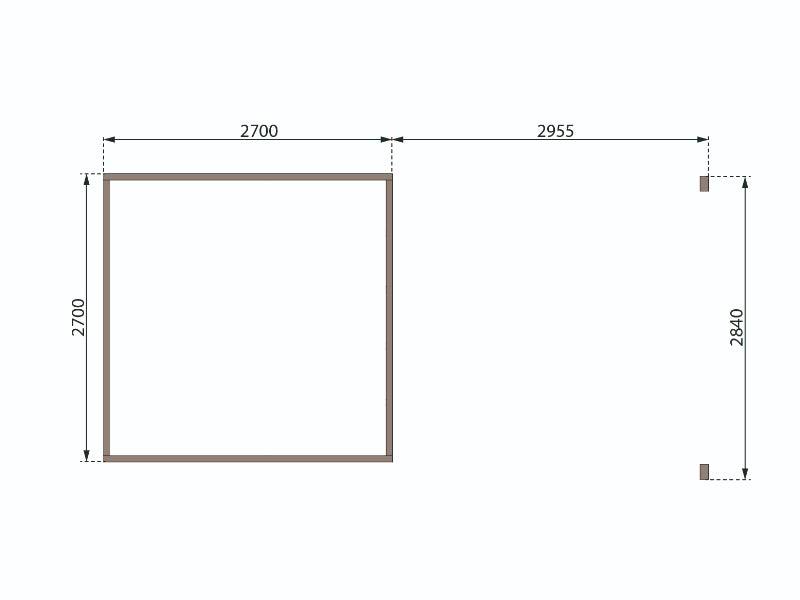 Karibu Gartenhaus Kastorf 6 - 28 mm terragrau mit Anbaudach 3,2 m