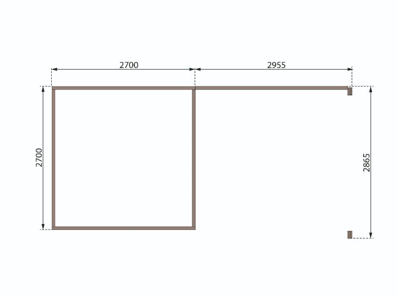 Karibu Gartenhaus Kastorf 6 - terragrau mit Anbaudach 3,2 m und 28 mm Rückwand