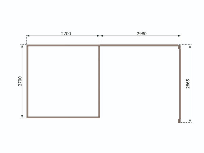 Karibu Gartenhaus Kastorf 6 - terragrau mit Anbaudach 3,2 m und 28 mm Seiten- und Rückwand