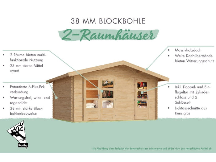 Karibu Gartenhaus Lagor 1 38 mm 2-Raum-Haus