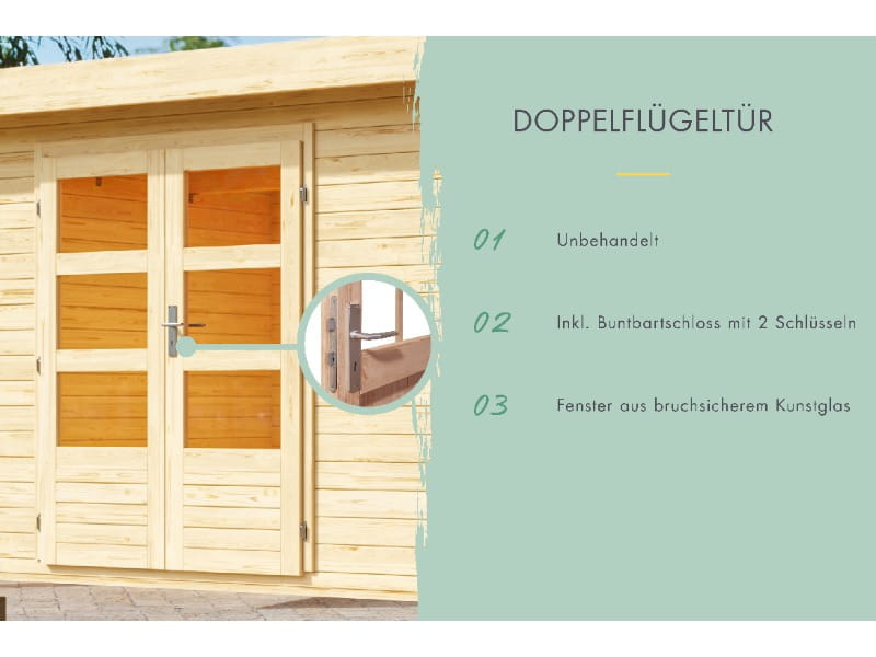 Karibu Gartenhaus Lagor 1 38 mm 2-Raum-Haus
