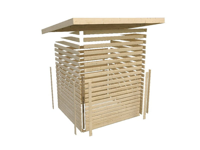 Karibu Gartenhaus Lahar 6, natur, inkl. Anbaudach 2,40 m Breite