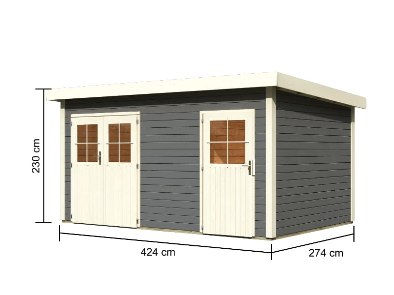 Karibu Gartenhaus Mattrup 2-Raum-Haus in terragrau 28 mm
